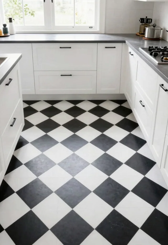 30 Black and White Kitchen Ideas for a Classic Contrast 3 30 Black and White Kitchen Ideas for a Classic Contrast 3. Classic Checkerboard Floor 0