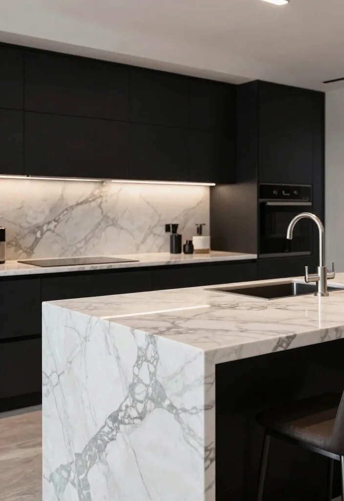 30 Black and White Kitchen Ideas for a Classic Contrast 16 30 Black and White Kitchen Ideas for a Classic Contrast 6. Chic Marble Countertops 0