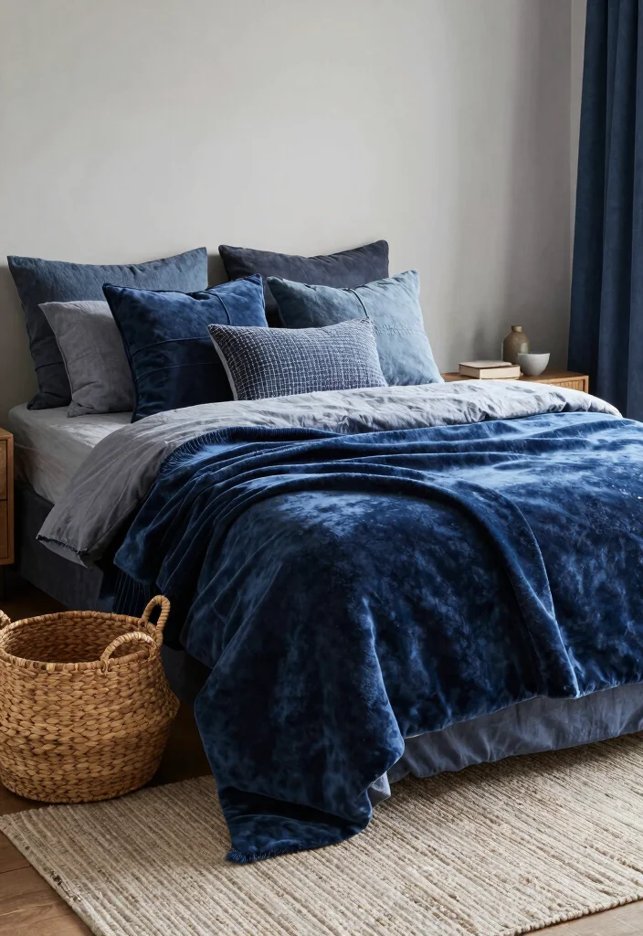 30 Blue Bedroom Ideas That Are Peaceful and Stylish 31 30 Blue Bedroom Ideas That Are Peaceful and Stylish 11. Textured Blue Fabrics 0