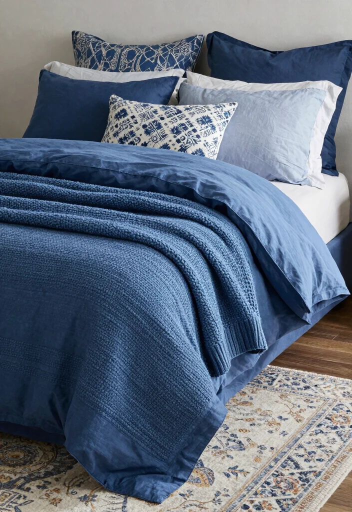 30 Blue Bedroom Ideas That Are Peaceful and Stylish 35 30 Blue Bedroom Ideas That Are Peaceful and Stylish 15. Layered Blue Textiles 0