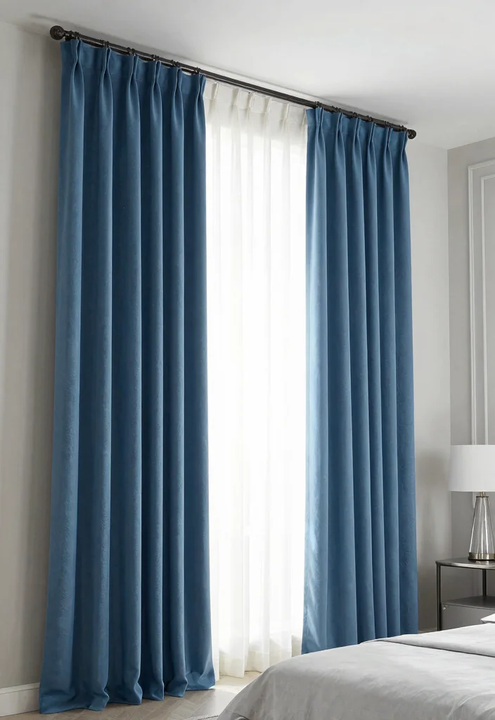 30 Blue Bedroom Ideas That Are Peaceful and Stylish 78 30 Blue Bedroom Ideas That Are Peaceful and Stylish 28. Elegant Blue Drapes 0
