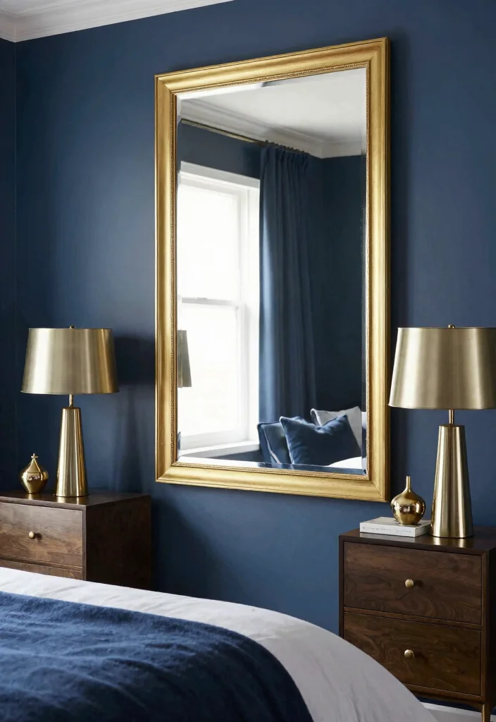 30 Blue Bedroom Ideas That Are Peaceful and Stylish 79 30 Blue Bedroom Ideas That Are Peaceful and Stylish 29. Blue and Metallic Accents 0