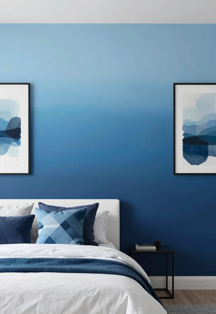 30 Blue Bedroom Ideas That Are Peaceful and Stylish 18 30 Blue Bedroom Ideas That Are Peaceful and Stylish 8. Blue Ombre for a Modern Touch 0