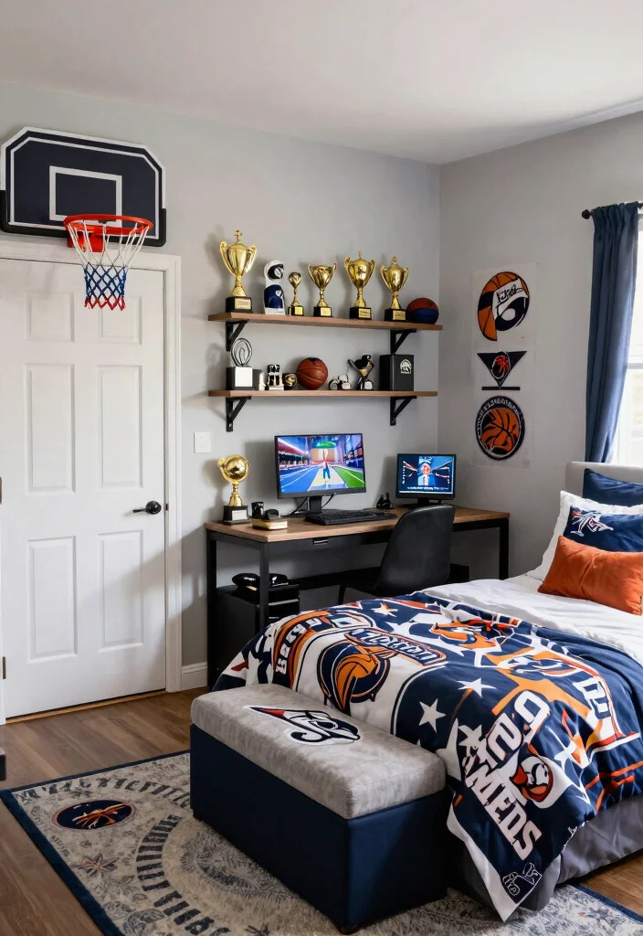 30 Boys Bedroom Ideas That Are Cool and Functional 2. Sports Fanatics Safe Haven 0