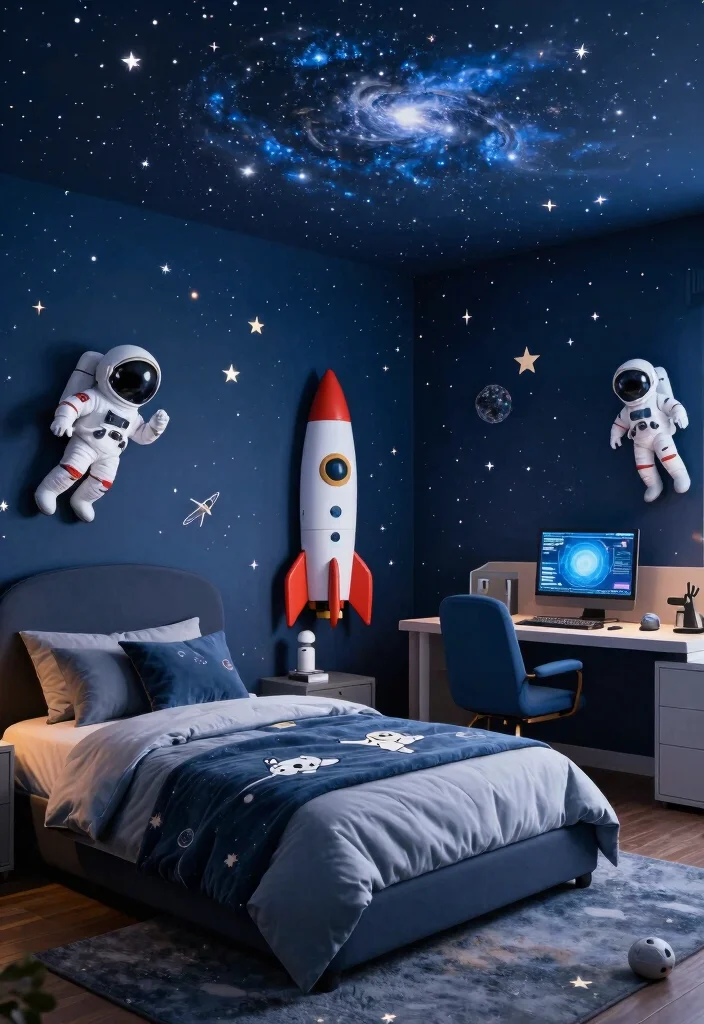 30 Boys Bedroom Ideas That Are Cool and Functional 20. Cosmic Dreams Space Exploration 0