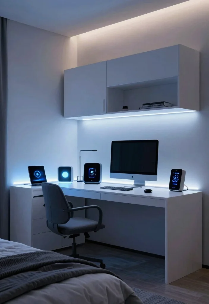 30 Boys Bedroom Ideas That Are Cool and Functional 9. The Tech Hub Futuristic Workspace 0