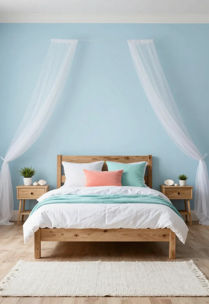 30 Coastal Bedroom Ideas for a Breezy Beachy Vibe 1. Soft Blue Seaside Serenity 0