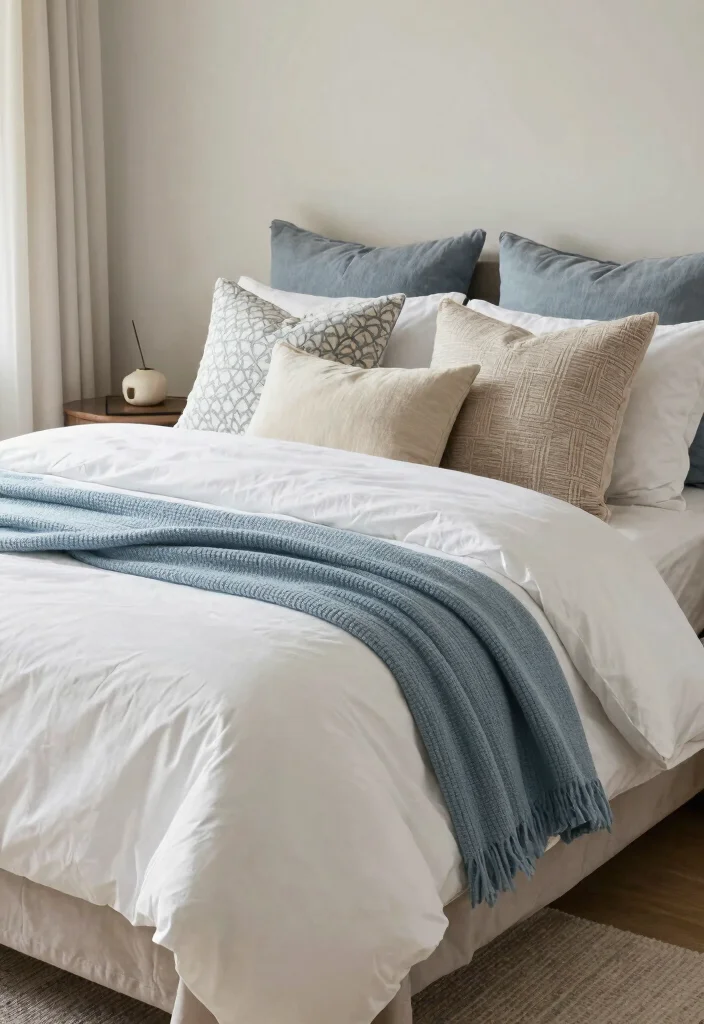30 Coastal Bedroom Ideas for a Breezy Beachy Vibe 17. Layered Beachy Bedding 0