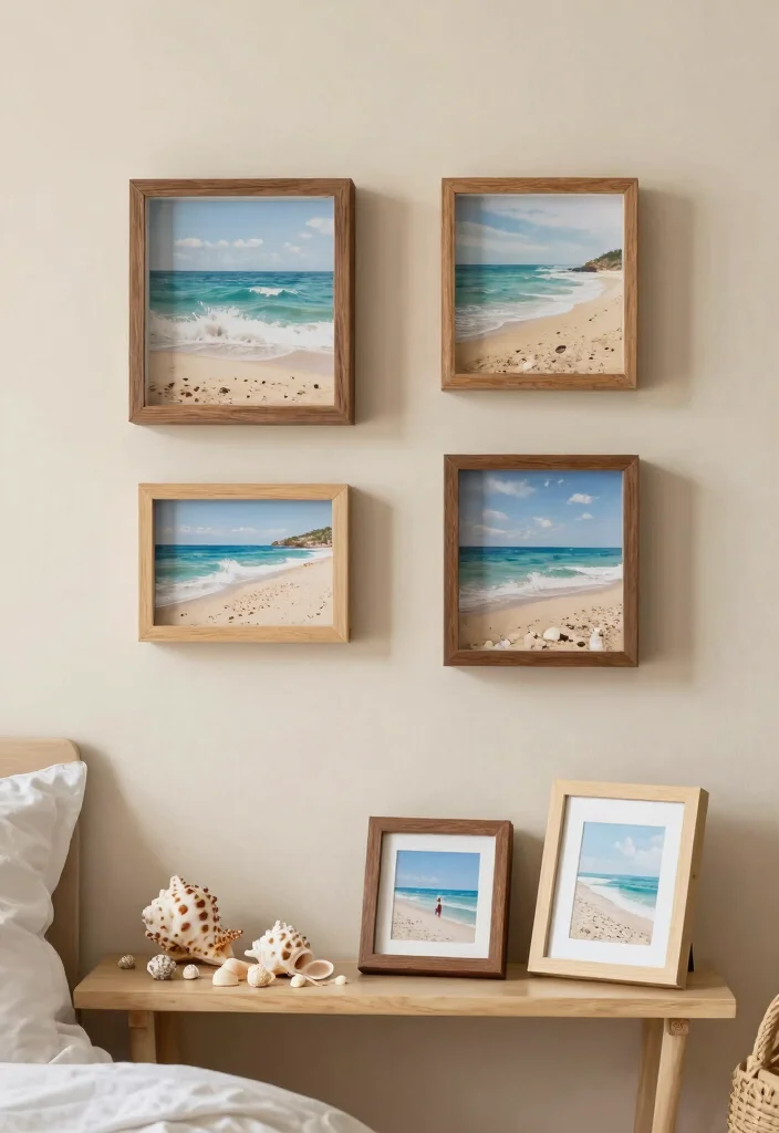 30 Coastal Bedroom Ideas for a Breezy Beachy Vibe 22. Personalized Beach Mementos 0