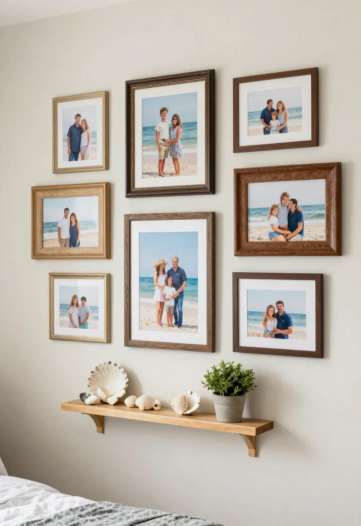 30 Coastal Bedroom Ideas for a Breezy Beachy Vibe 9. Gallery Wall of Memories 0