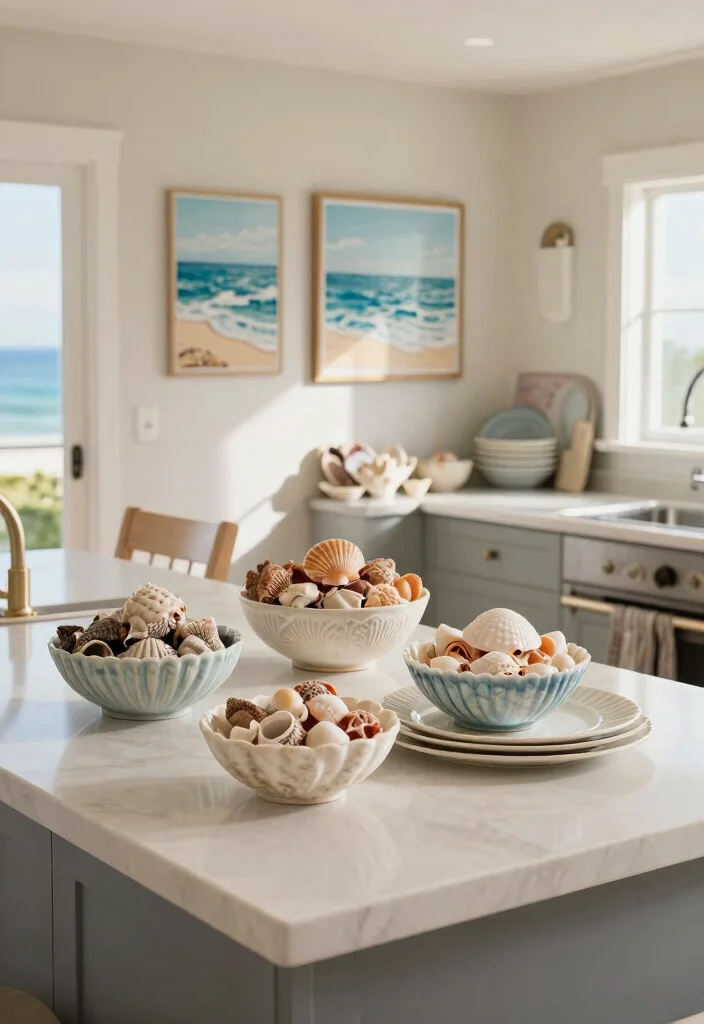 30 Coastal Kitchen Ideas for a Breezy Beach Vibe 22. Shell Inspired Accessories 0