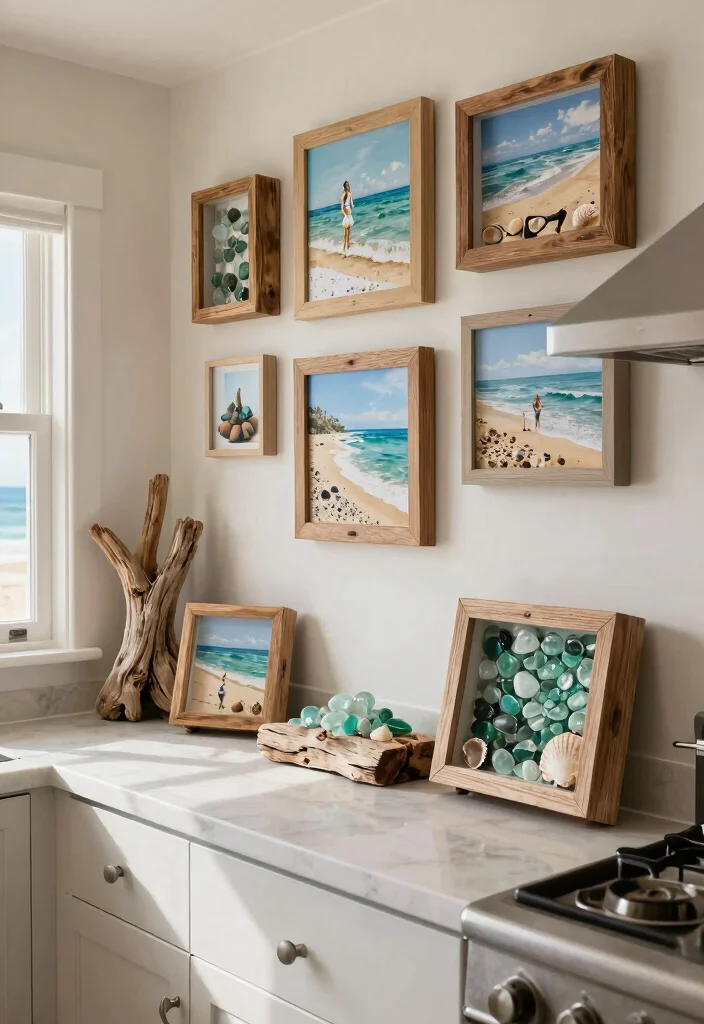 30 Coastal Kitchen Ideas for a Breezy Beach Vibe 30. Beachcombers Decor Incorporate Found Treasures 0