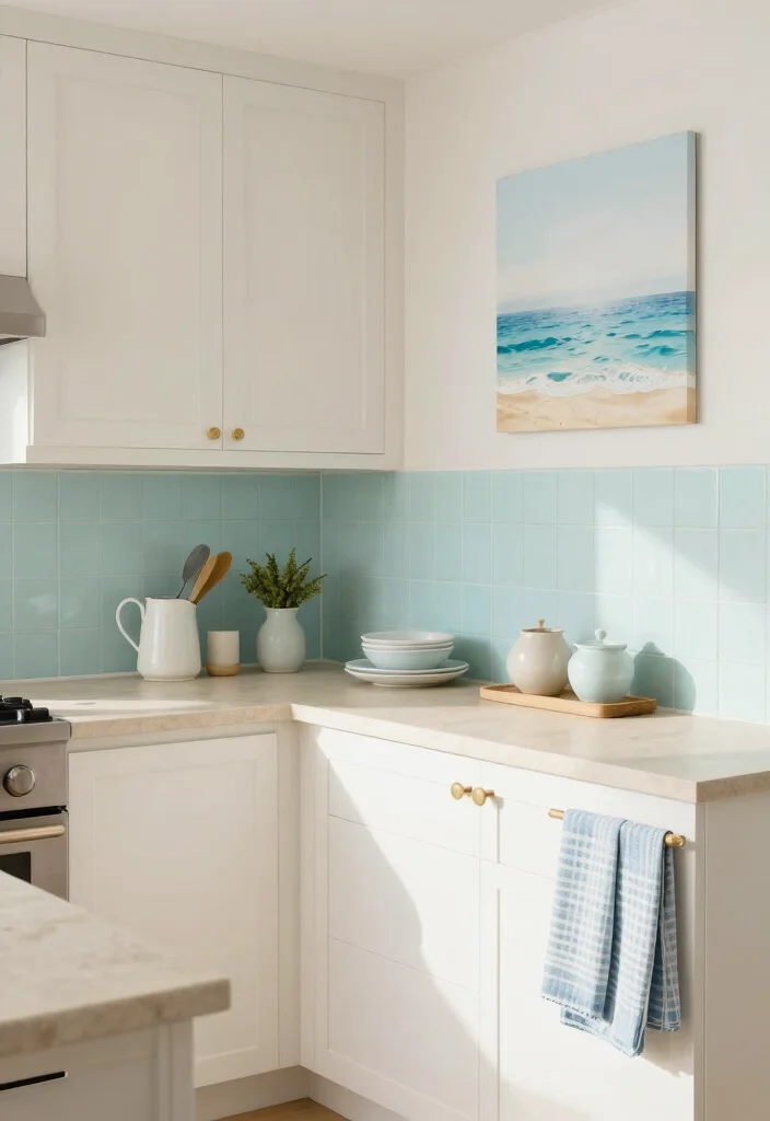 30 Coastal Kitchen Ideas for a Breezy Beach Vibe 5. Coastal Color Palette Soft Neutrals and Blues 0