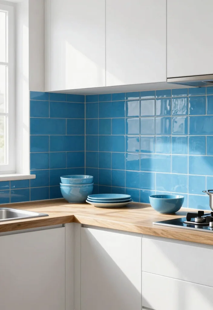 30 Colorful Kitchen Ideas That Bring Joy and Energy 1. Bright Blue Backsplash 0