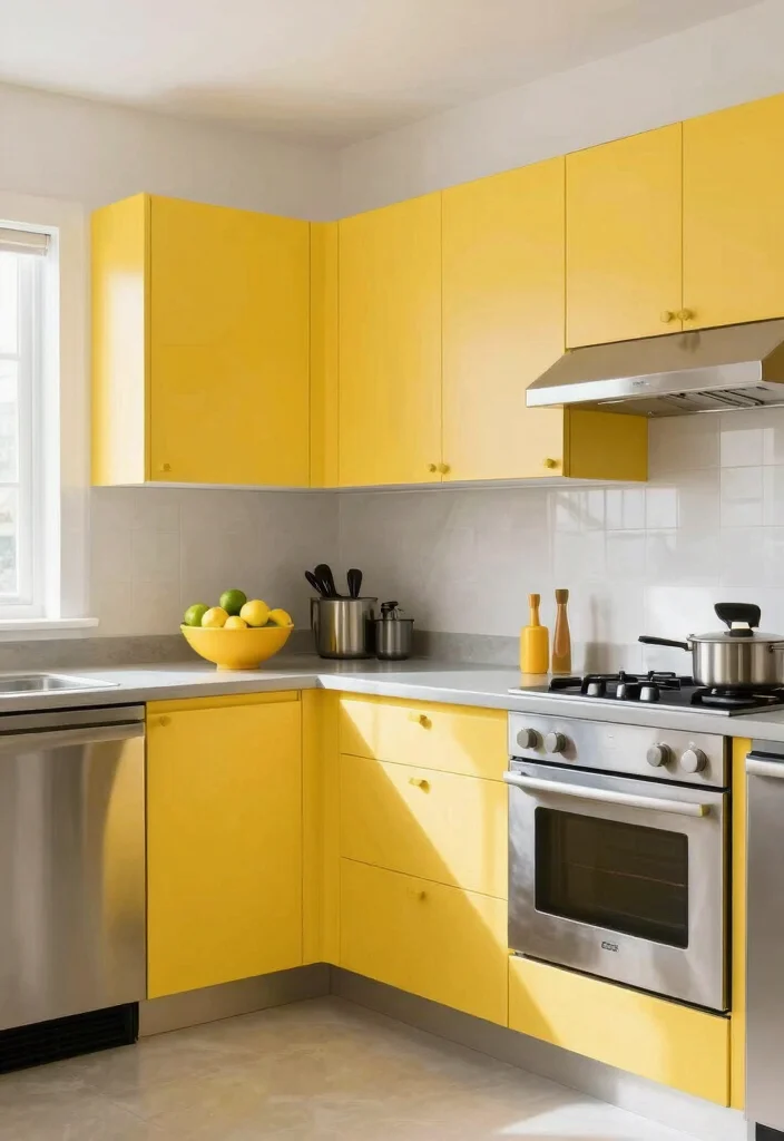 30 Colorful Kitchen Ideas That Bring Joy and Energy 2. Cheerful Yellow Cabinets 0