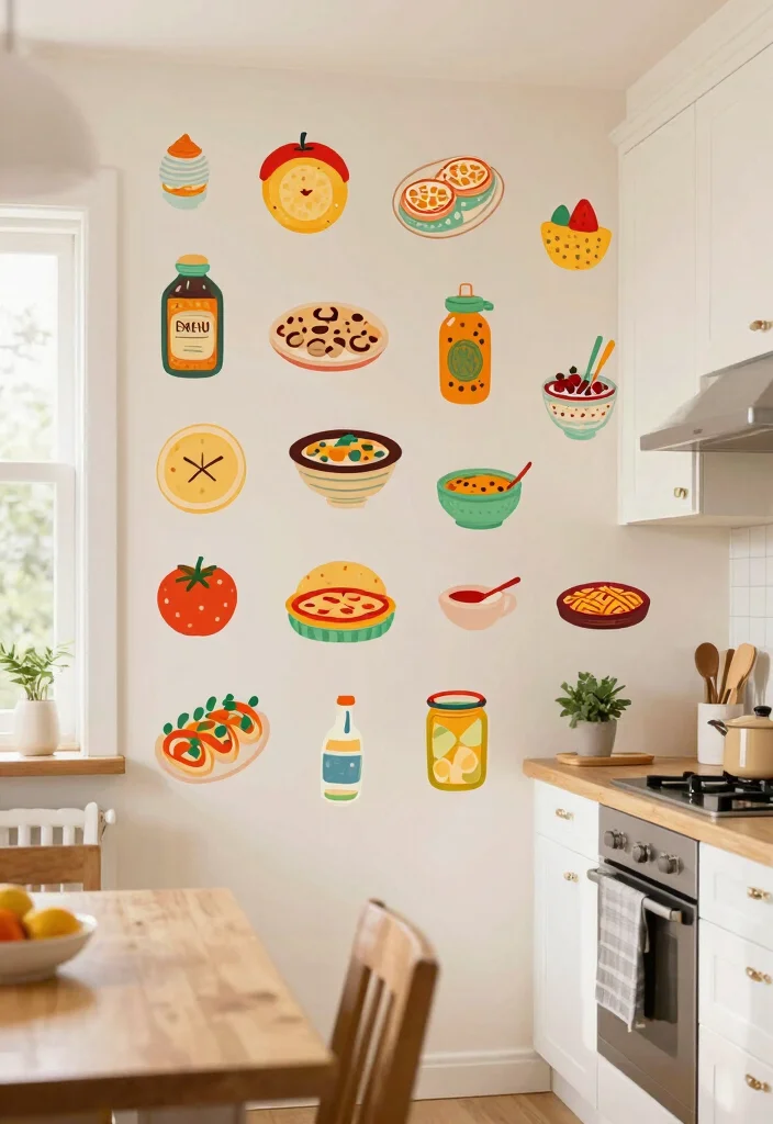30 Colorful Kitchen Ideas That Bring Joy and Energy 25. Fun Wall Decals 0