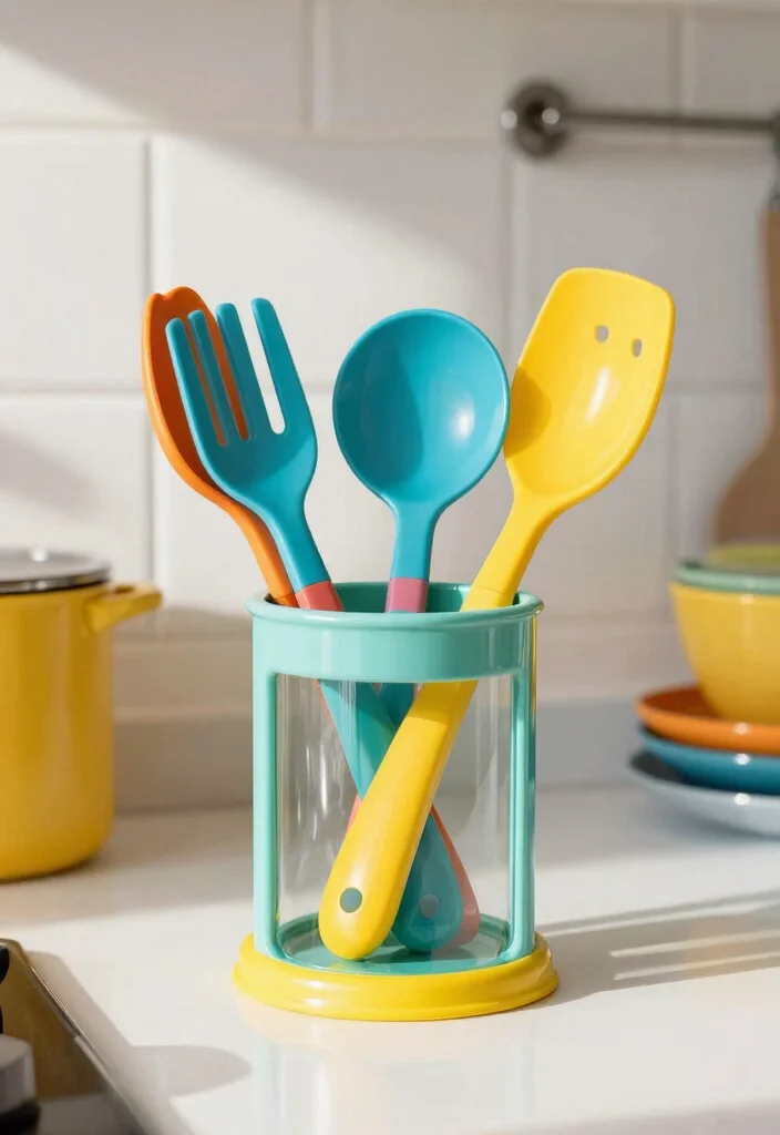 30 Colorful Kitchen Ideas That Bring Joy and Energy 26. Brightly Colored Utensils 0