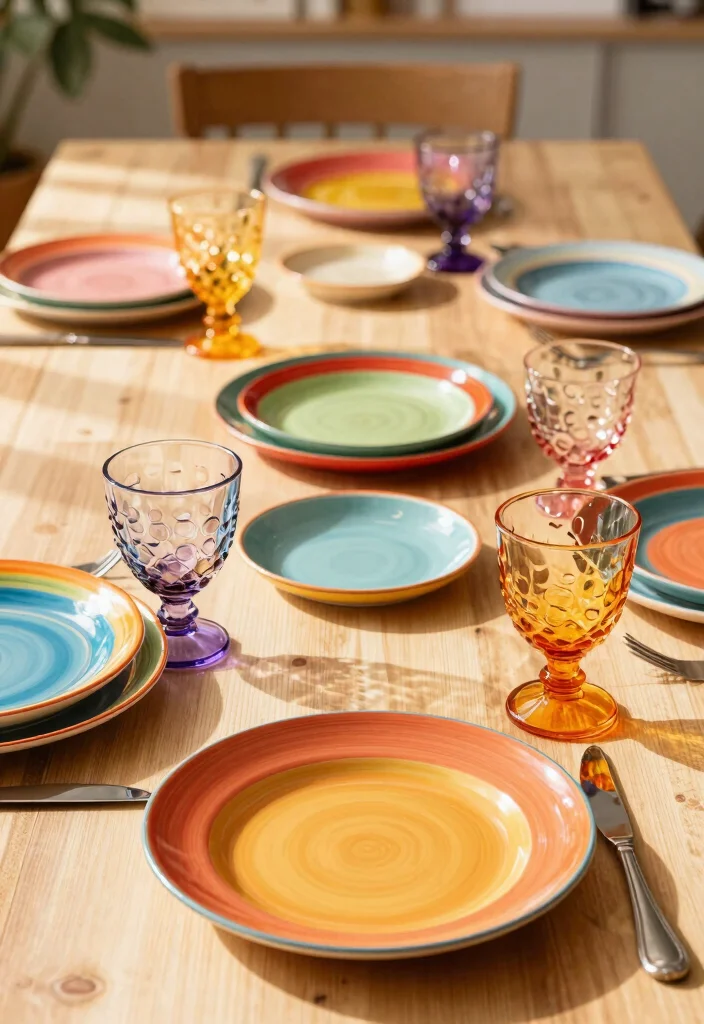 30 Colorful Kitchen Ideas That Bring Joy and Energy 27. Playful Tableware 0