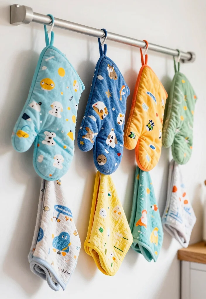 30 Colorful Kitchen Ideas That Bring Joy and Energy 29. Colorful Oven Mitts and Towels 0