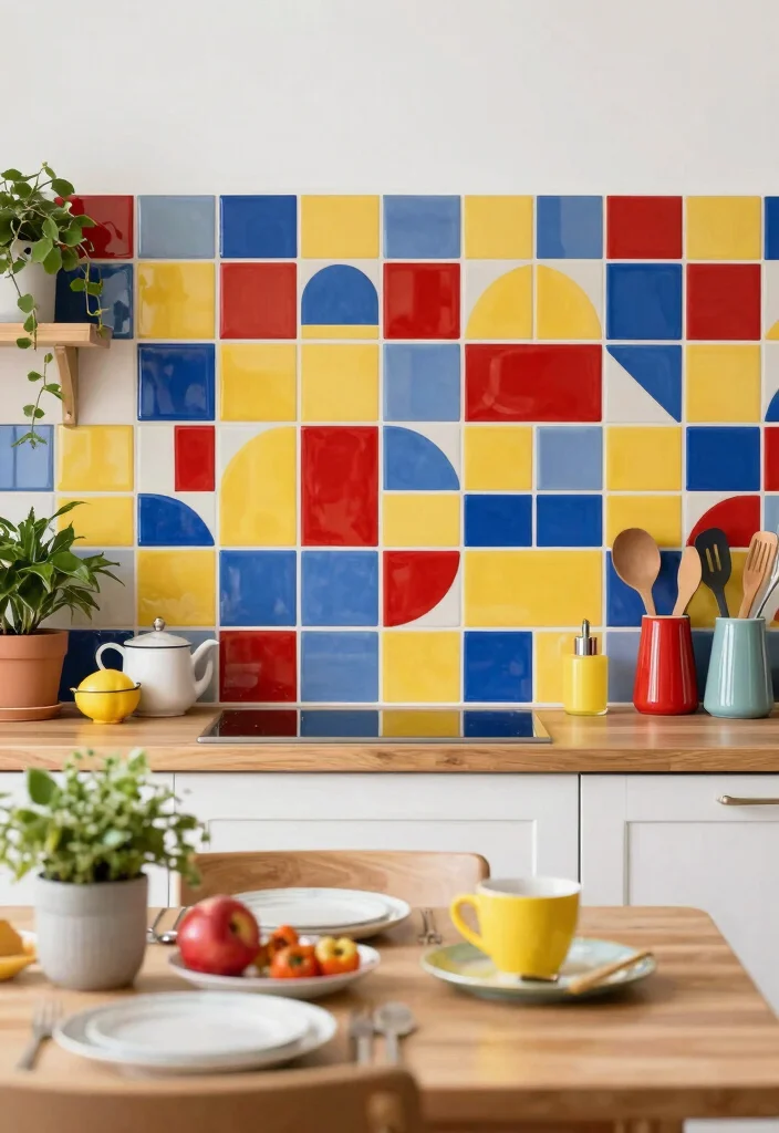 30 Colorful Kitchen Ideas That Bring Joy and Energy 3. Playful Tile Patterns 0