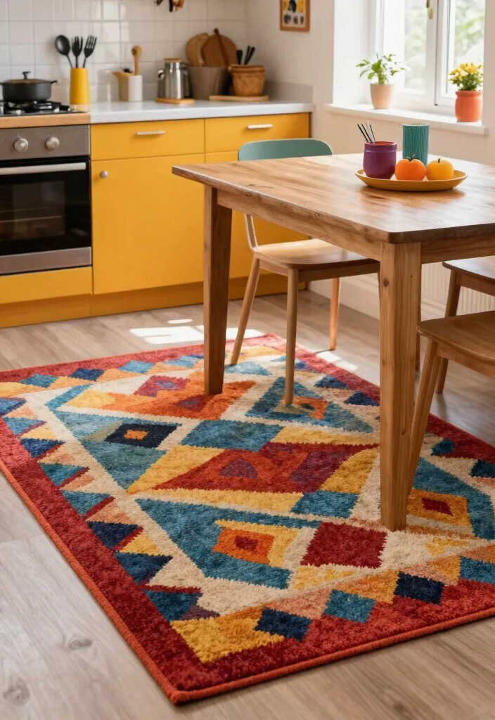 30 Colorful Kitchen Ideas That Bring Joy and Energy 7. Colorful Kitchen Rugs 0