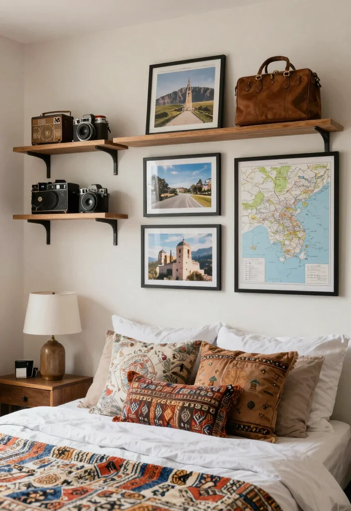 30 Cozy Bedroom Ideas for a Warm and Inviting Space 23. Create a Travel Inspired Decor 0