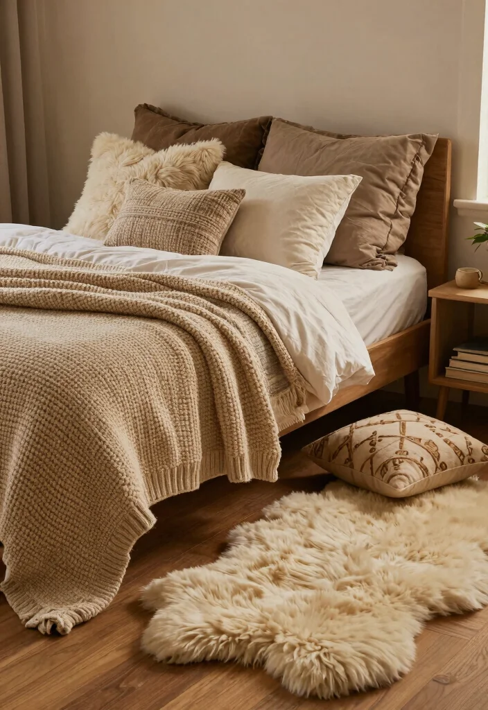 30 Cozy Bedroom Ideas for a Warm and Inviting Space 3. Layered Textures for Comfort 0