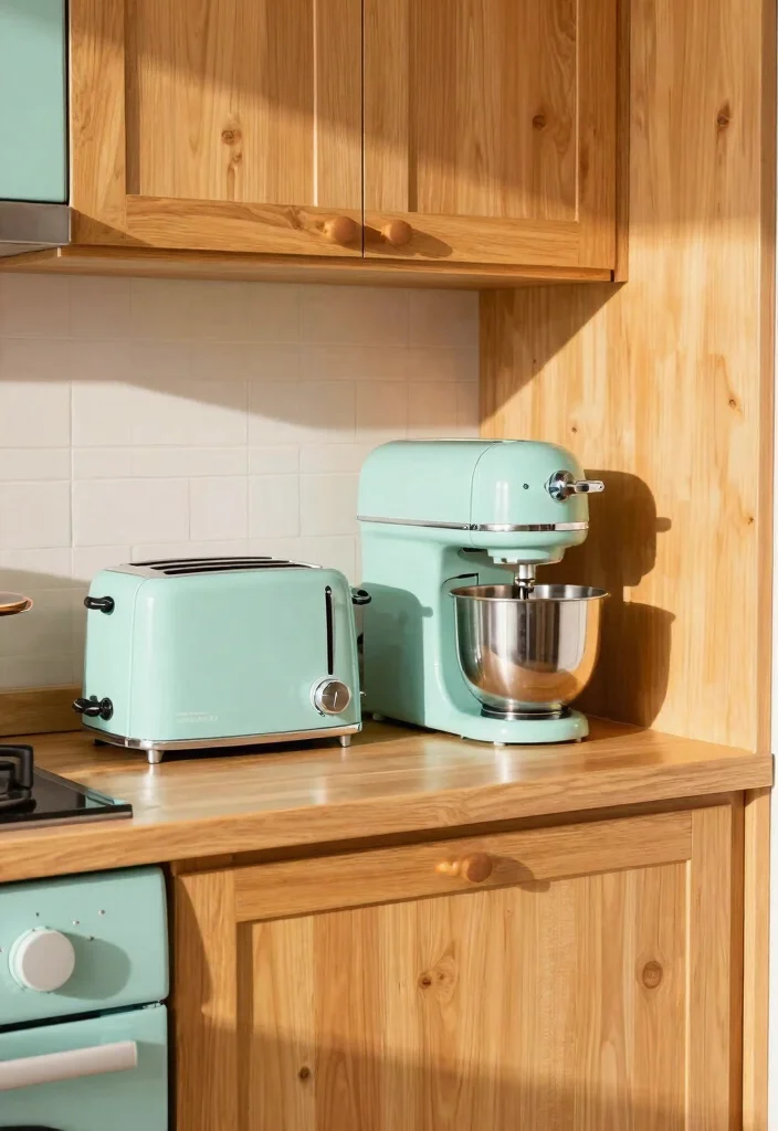 30 Cozy Kitchen Ideas That Feel Warm and Inviting 13. Vintage Colorful Appliances 0