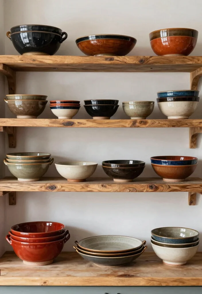 30 Cozy Kitchen Ideas That Feel Warm and Inviting 19. Artisan Tableware 0