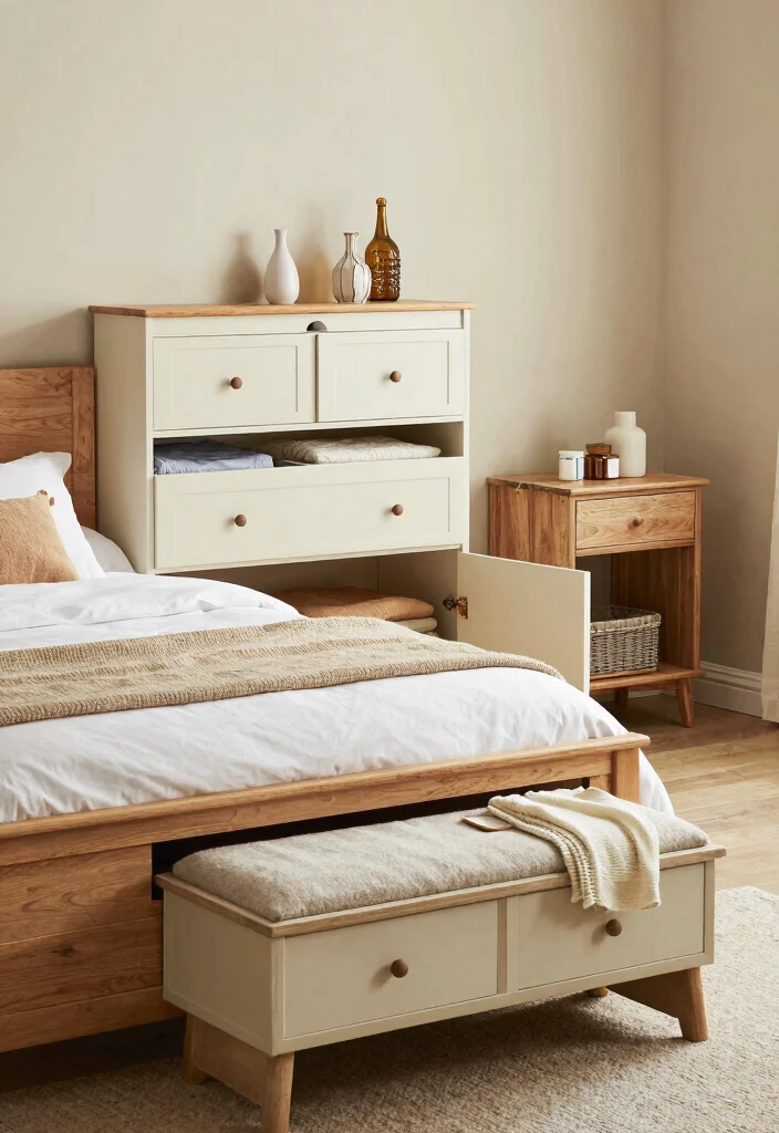 30 Farmhouse Bedroom Ideas with Rustic Charm 14. Multi Purpose Furniture 0