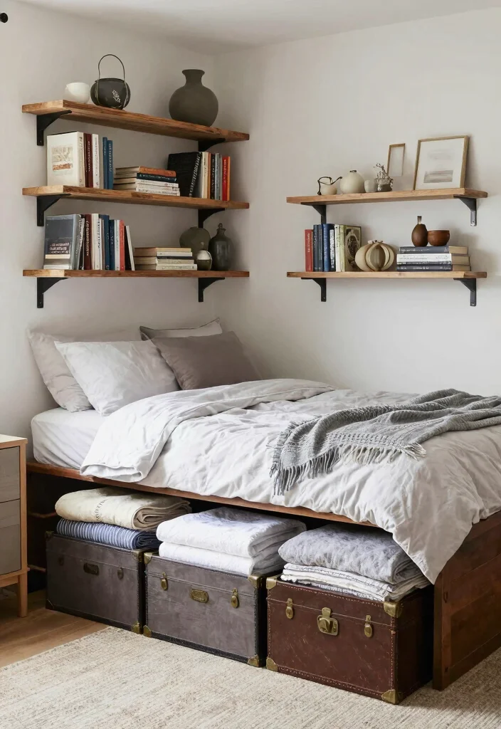 30 Farmhouse Bedroom Ideas with Rustic Charm 17. Functional Storage Solutions 0