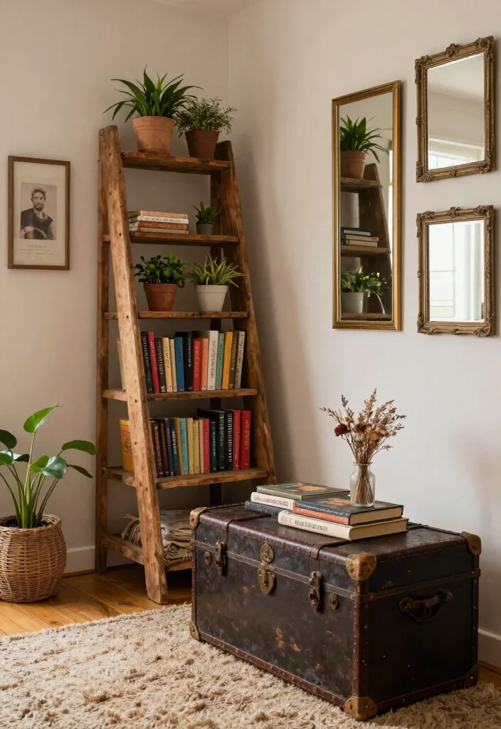 30 Farmhouse Bedroom Ideas with Rustic Charm 2. Upcycled Decor Elements 0