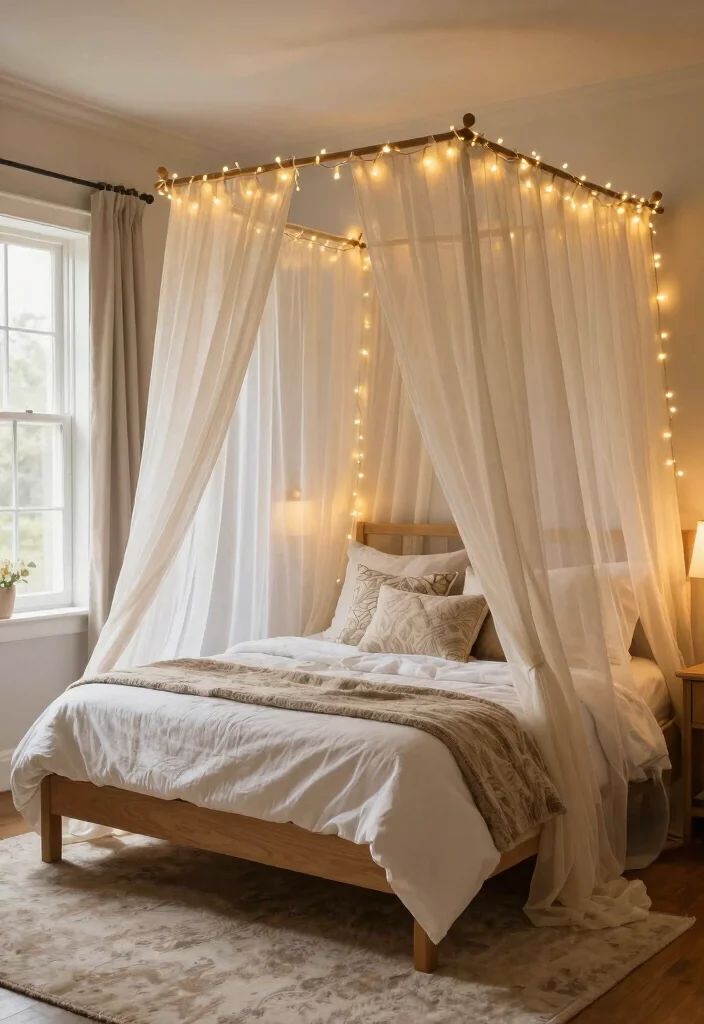 30 Farmhouse Bedroom Ideas with Rustic Charm 21. Inviting Canopy Beds 0