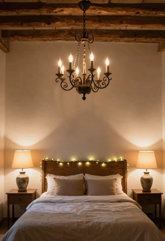 30 Farmhouse Bedroom Ideas with Rustic Charm 5. Rustic Lighting Fixtures 0