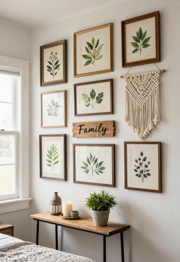 30 Farmhouse Bedroom Ideas with Rustic Charm 8. Wall Art and Decor 0