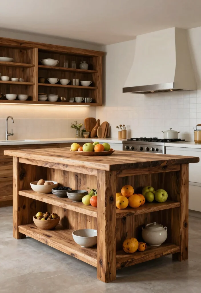 30 Farmhouse Kitchen Ideas Full of Rustic Charm 14. Reclaimed Wood Islands 0