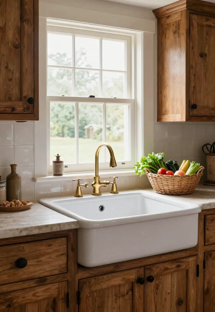 30 Farmhouse Kitchen Ideas Full of Rustic Charm 2. Vintage Farmhouse Sink 0
