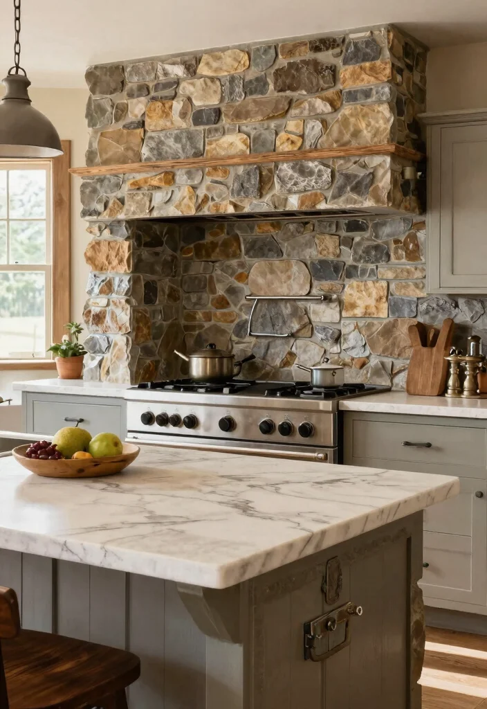 30 Farmhouse Kitchen Ideas Full of Rustic Charm 29. Natural Stone Accents 0