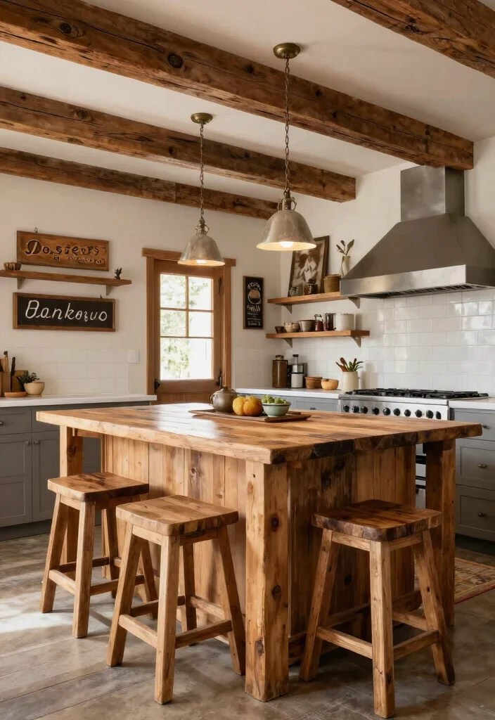 30 Farmhouse Kitchen Ideas Full of Rustic Charm 3. Rustic Wood Elements 0