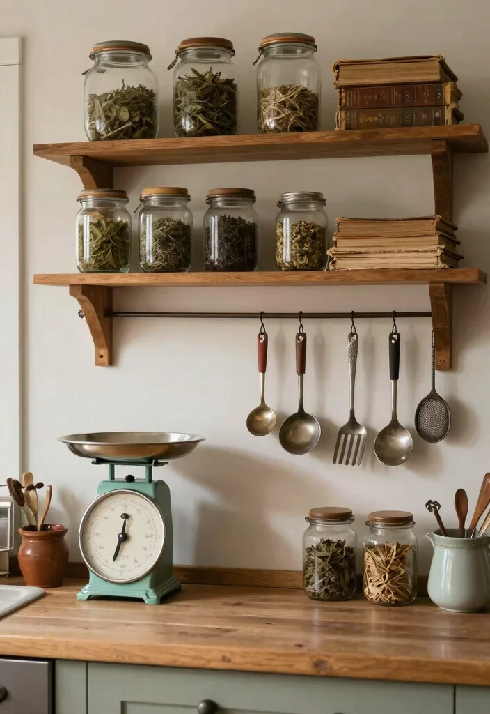 30 Farmhouse Kitchen Ideas Full of Rustic Charm 4. Vintage Kitchen Accessories 0