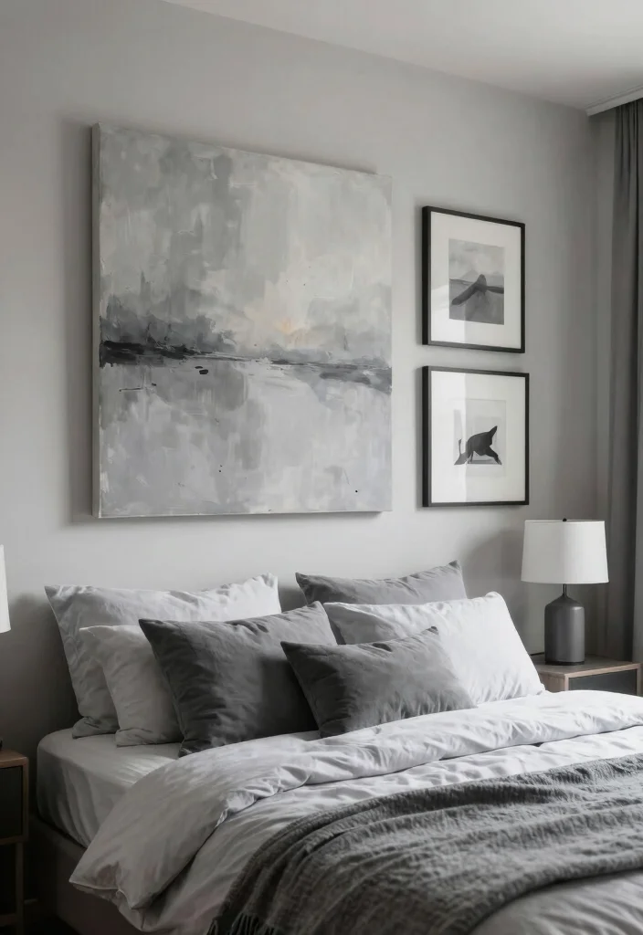 30 Grey Bedroom Ideas for a Calm Timeless Look 44 30 Grey Bedroom Ideas for a Calm Timeless Look 14. Grey Art Pieces 0