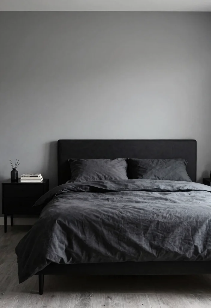 30 Grey Bedroom Ideas for a Calm Timeless Look 47 30 Grey Bedroom Ideas for a Calm Timeless Look 17. Grey and Black Contrast 0