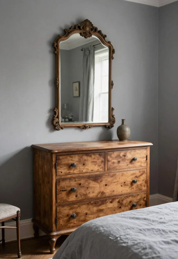 30 Grey Bedroom Ideas for a Calm Timeless Look 50 30 Grey Bedroom Ideas for a Calm Timeless Look 20. Grey and Vintage Decor 0