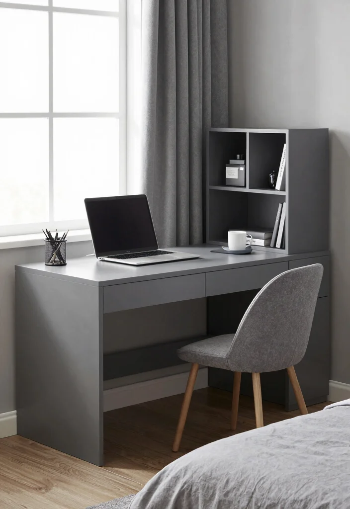 30 Grey Bedroom Ideas for a Calm Timeless Look 51 30 Grey Bedroom Ideas for a Calm Timeless Look 21. Functional Grey Workspaces 0