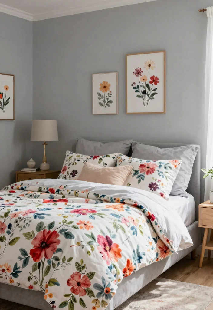 30 Grey Bedroom Ideas for a Calm Timeless Look 55 30 Grey Bedroom Ideas for a Calm Timeless Look 25. Grey and Floral Patterns 0