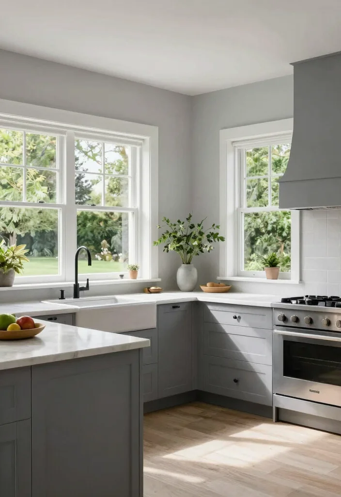 30 Grey Kitchen Ideas That Are Timeless and Chic 52 30 Grey Kitchen Ideas That Are Timeless and Chic 22. Grey Kitchen with a View 0