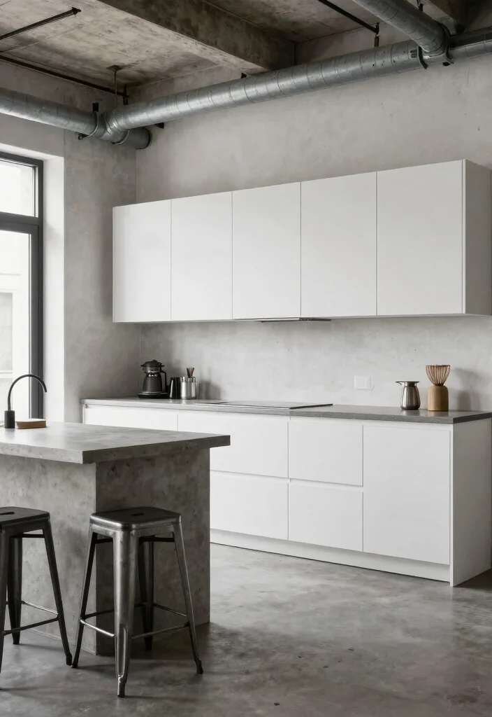 30 Kitchen Ideas with White Cabinets That Feel Timeless 19. Industrial Chic 0