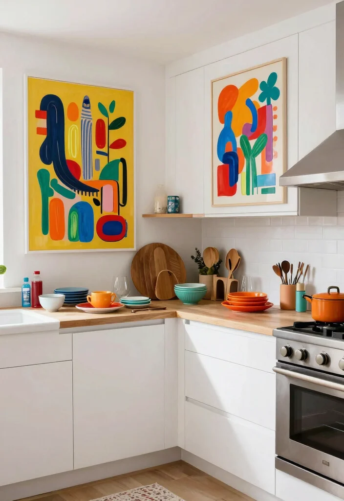 30 Kitchen Ideas with White Cabinets That Feel Timeless 21. Artistic Flair 0