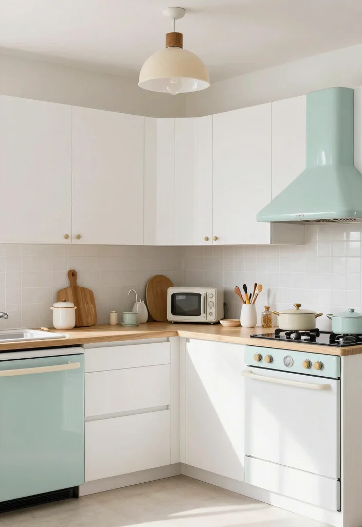30 Kitchen Ideas with White Cabinets That Feel Timeless 26. Retro Revival 0