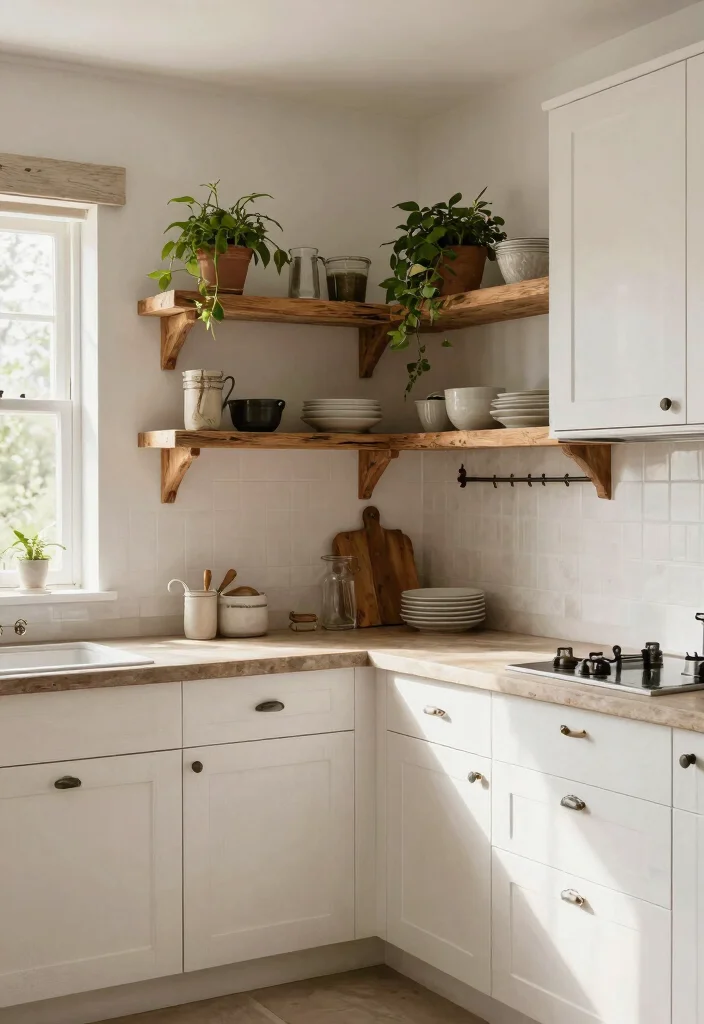 30 Kitchen Ideas with White Cabinets That Feel Timeless 4. Rustic Textures and Natural Materials 0